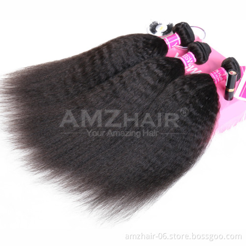 10A Mink Brazilian Kinky Straight Virgin Cuticle Aligned Human Weave Hair Bundle Extensions Wholesale Yaki Human Hair Products